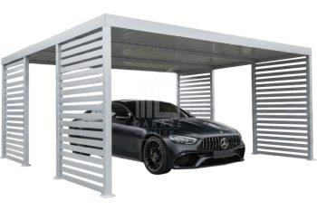 Carport PREMIUM - Wiata samochodowa 5x5 - biały - dodatkowa zabudowa ID1175