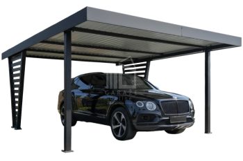 Carport V PREMIUM 5x5,5m - Wypełnienie panelami - Wiata samochodowa - antracyt ID1195