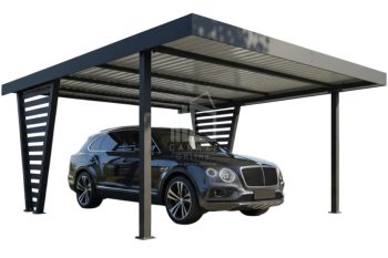 Carport V PREMIUM 5x5m - Wypełnienie panelami - Wiata samochodowa - antracyt ID1197