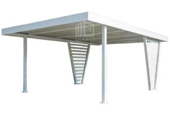 Carport V PREMIUM 4x4,8m - Wypełnienie panelami - Wiata samochodowa - biały ID1198