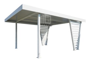 Carport V PREMIUM 4x5m - Wypełnienie panelami - Wiata samochodowa - biały ID1199