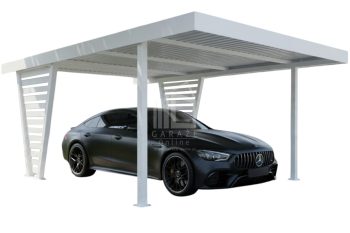 Carport V PREMIUM 4x5m - Wypełnienie panelami - Wiata samochodowa - biały ID1200