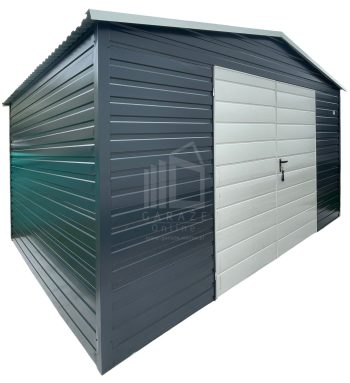 Schowek - domek ogrodowy 5x3m - brama dwuskrzydłowa - antracyt - biały - dach dwuspadowy ID1273