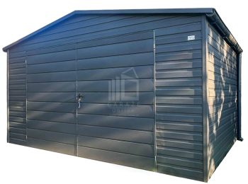 Schowek - Domek ogrodowy 5x4 m - brama dwuskrzydłowa - antracyt - dach dwuspadowy - rynny ID1274