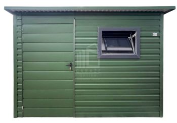 Schowek - Domek ogrodowy 3x2 m - drzwi - okno - zielony - dach spad w tył - rynna ID1258