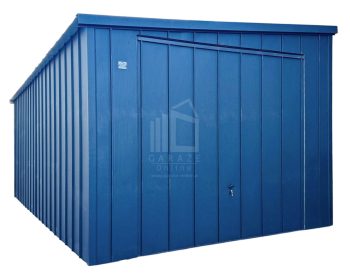Garaż blaszany 4x8 m - brama uchylna - antracyt - blacha na rąbek - dach spad w bok ID1259